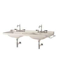 Lavabo 150 x 55 doppia vasca sospeso monoforo (Tre fori su richiesta) completo di ghiera - Serie Waldorf
