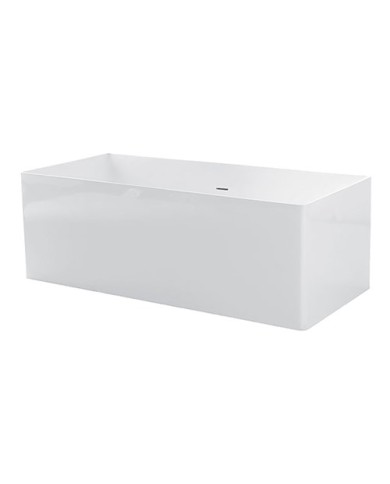 G&M Vasca freestanding rettangolare in polimineral bianco lucido fuori e interno satinato - Serie Bath Tub