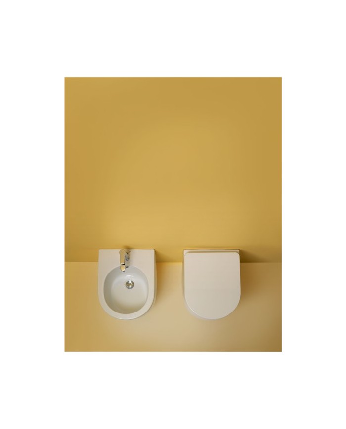 Bidet 48 filo muro monoforo e completo di fissaggio WB9N - Serie FLO