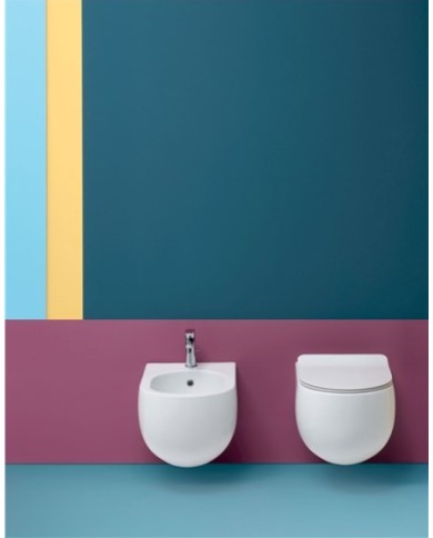 Bidet 54 sospeso completo di protezione acustica e antiurto - Serie FLO