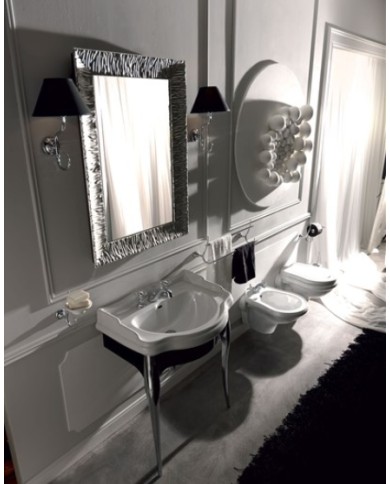 Bidet sospeso monoforo (Tre fori su richiesta) completo di protezione acustica e antiurto - Serie Retrò