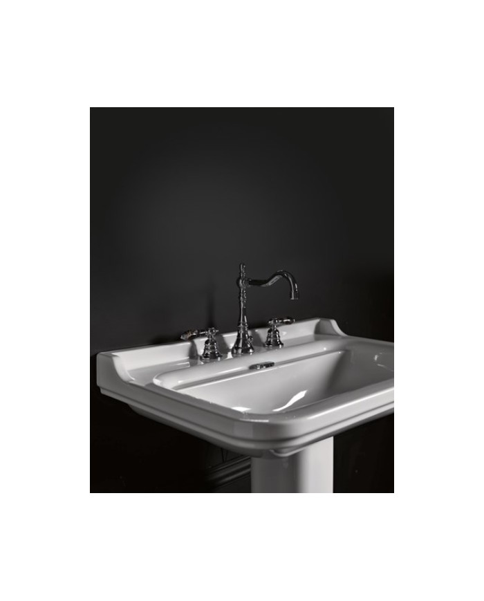 Lavabo 80 x 55 sospeso monoforo (Tre fori su richiesta) completo di ghiera - Serie Waldorf