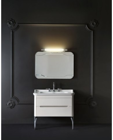 Struttura a terra in ottone per lavabo 100 x 55 completa di ripiano in vetro - Serie Waldorf