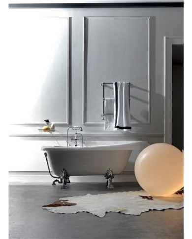 Vasca bianca 170 x 77 con piedi, colonna e sifone di scarico - Serie Retrò