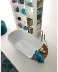 Vasca in pietraluce 70 x 170 con o senza ripiano di legno - Serie Aquatech