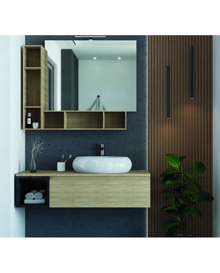 Mobile bagno sospeso 1 cassetto + vano a giorno - Serie Ravello a giorno