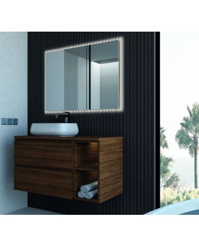 Mobile bagno sospeso 2 cassetti + 2 vani giorno - Serie Minerva piano