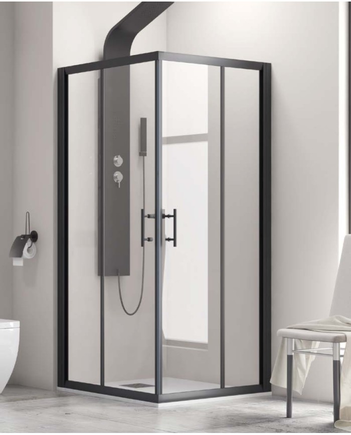 Cabina doccia - Tipologia Flora 100 Nero - Vetro trasparente