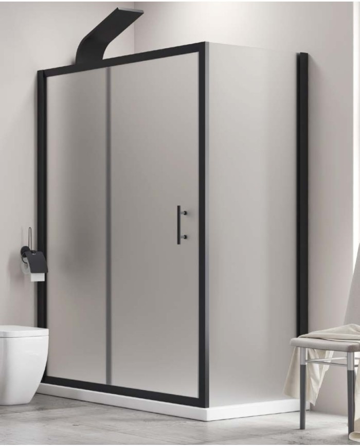 Cabina doccia - Tipologia Flora 500 & S-10 nero - Vetro Icy