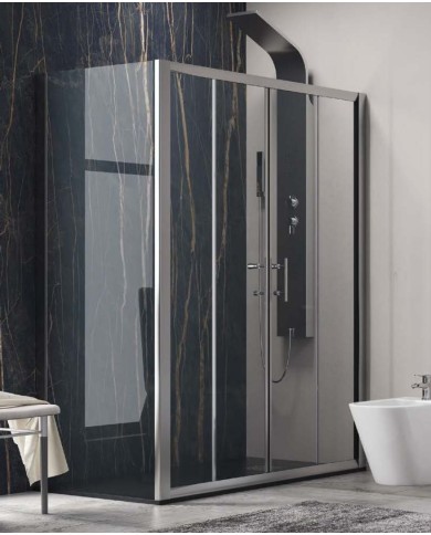 Cabina doccia - Tipologia Flora 600 & S-10 Cromo - Vetro Trasparente