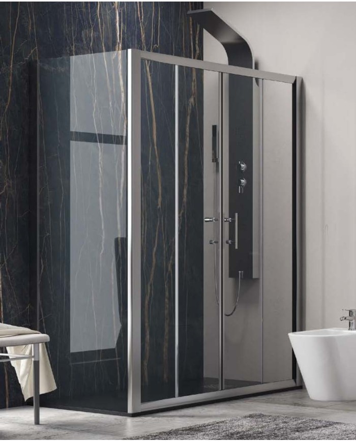 Cabina doccia - Tipologia Flora 600 & S-10 Cromo - Vetro Trasparente