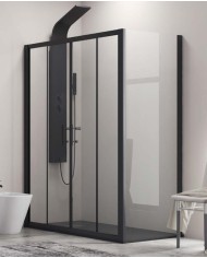Cabina doccia - Tipologia Flora 600 & S-10 Nero - Vetro Trasparente