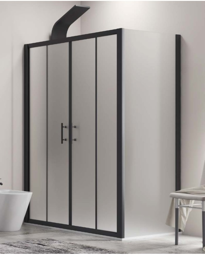 Cabina doccia - Tipologia Flora 600 & S-10 Nero - Vetro Icy