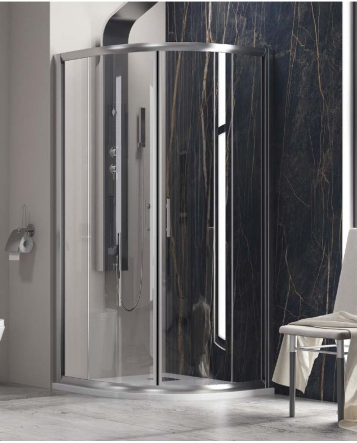 Cabina doccia Semicircolare - Tipologia Flora 200 Cromo - Vetro Trasparente