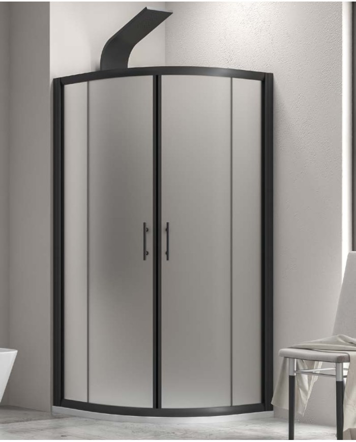 Cabina doccia Semicircolare - Tipologia Flora 200 Nero - Vetro Icy