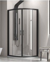 Cabina doccia Semicircolare - Tipologia Flora 200 Nero - Vetro Trasparente