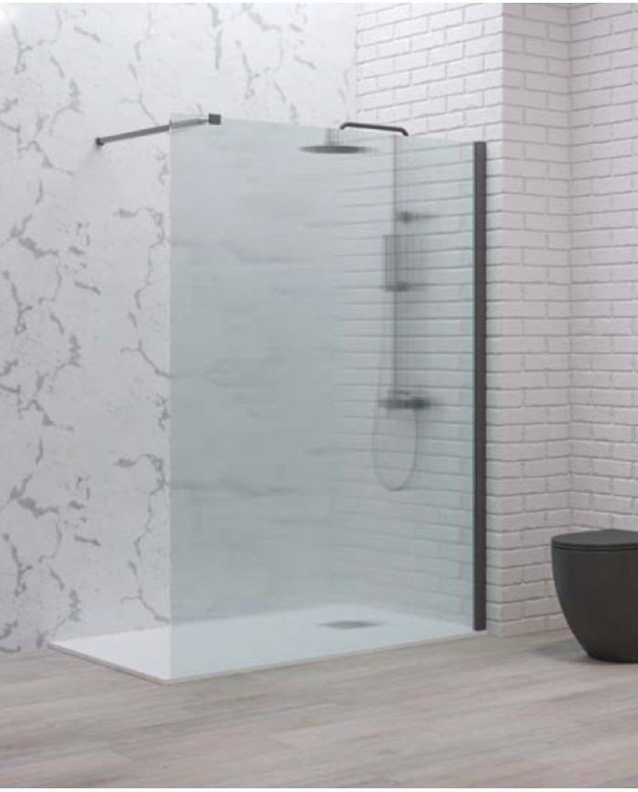 Cabina doccia Walkin - Tipologia Walkin 1 Gun Metal - Vetro Flute