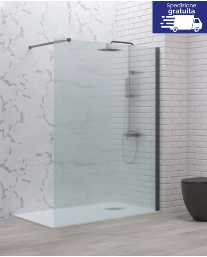 Cabina doccia Walkin - Tipologia Walkin 1 Gun Metal - Vetro Flute