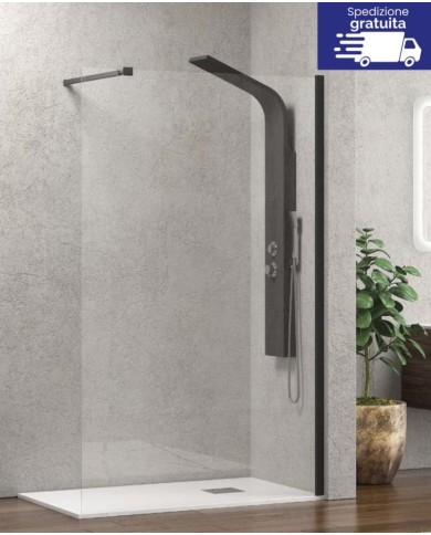 Cabina doccia Walkin - Tipologia Walkin 1 Nero -  Vetro Trasparente