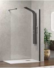 Cabina doccia Walkin - Tipologia Walkin 1 Nero -  Vetro Trasparente