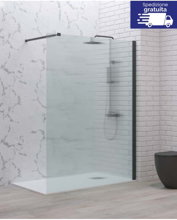 Cabina doccia Walkin - Tipologia Walkin 1 Nero - Vetro Flute