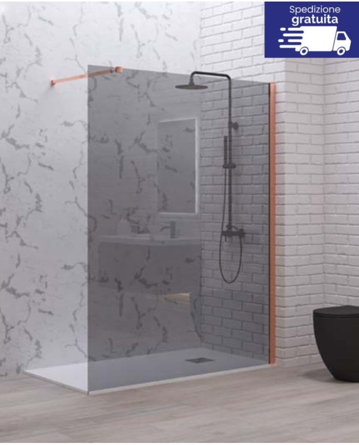 Cabina doccia Walkin - Tipologia Walkin 1 Rose Gold - Vetro Fume
