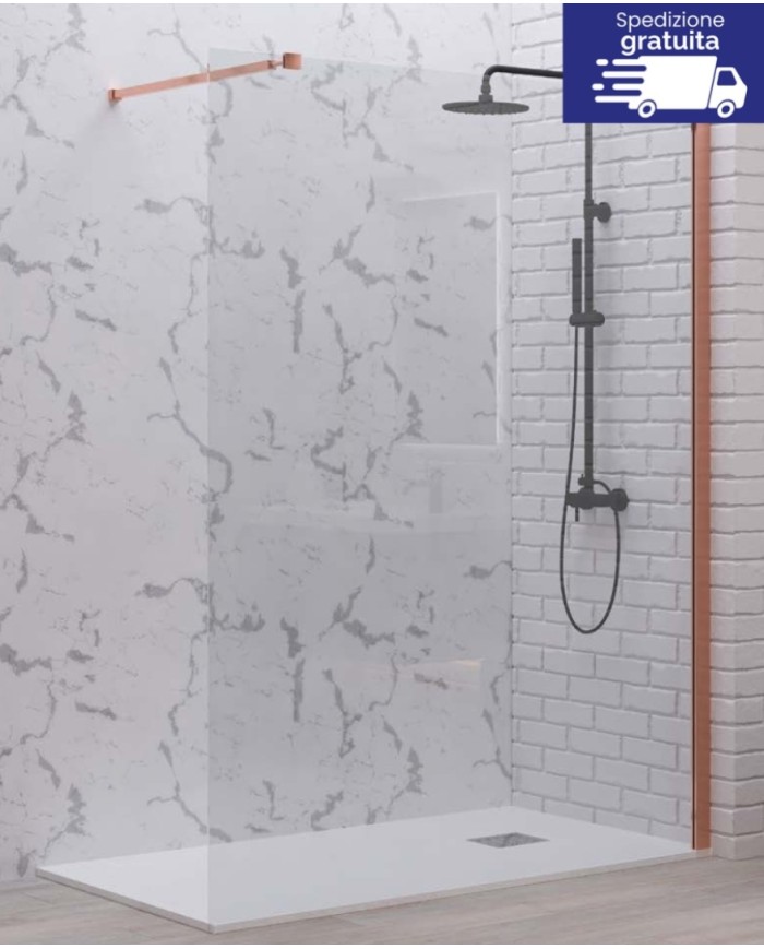 Cabina doccia Walkin - Tipologia Walkin 1 Rose Gold - Vetro Trasparente