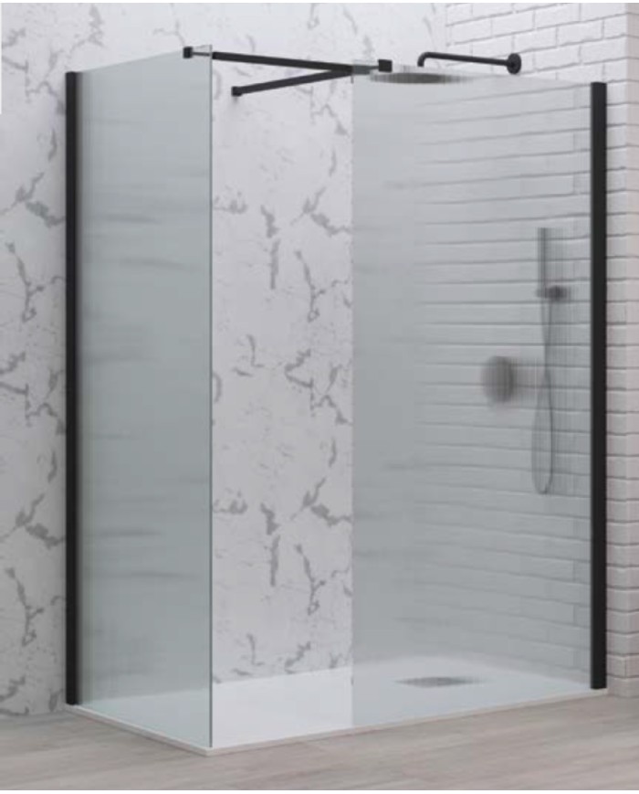 Cabina doccia Walkin - Tipologia Walkin 2 Nero - Vetro Flute
