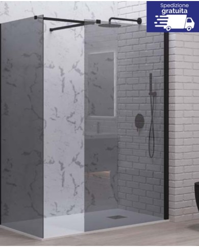 Cabina doccia Walkin - Tipologia Walkin 2 Nero - Vetro Fume