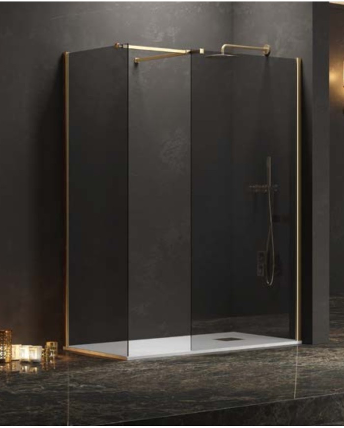 Cabina doccia Walkin - Tipologia Walkin 2 Oro - Vetro Fume
