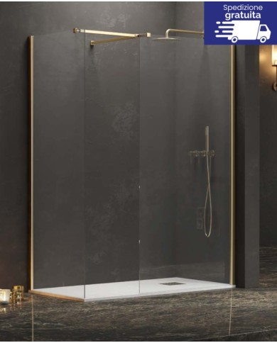 Cabina doccia Walkin - Tipologia Walkin 2 Oro - Vetro Trasparente