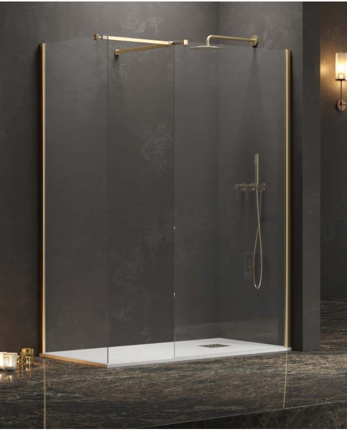 Cabina doccia Walkin - Tipologia Walkin 2 Oro - Vetro Trasparente