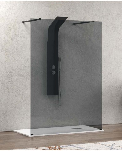 Cabina doccia Walkin - Tipologia Walkin 3 Nero - Vetro Fume
