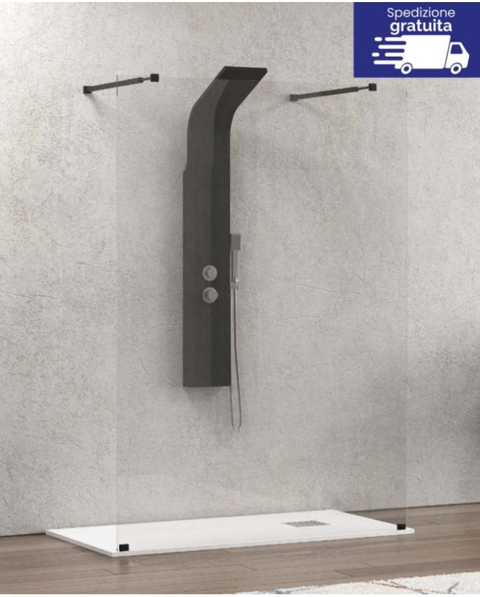 Cabina doccia Walkin - Tipologia Walkin 3 Nero - Vetro Trasparente