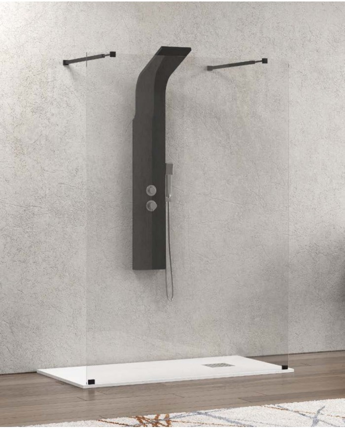 Cabina doccia Walkin - Tipologia Walkin 3 Nero - Vetro Trasparente