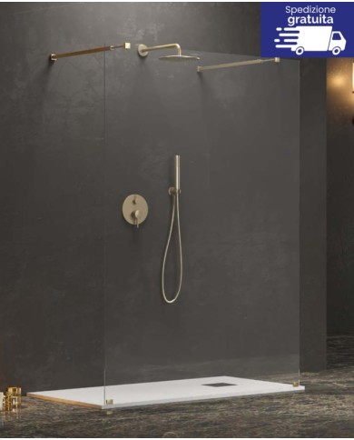 Cabina doccia Walkin - Tipologia Walkin 3 Oro - Vetro Trasparente