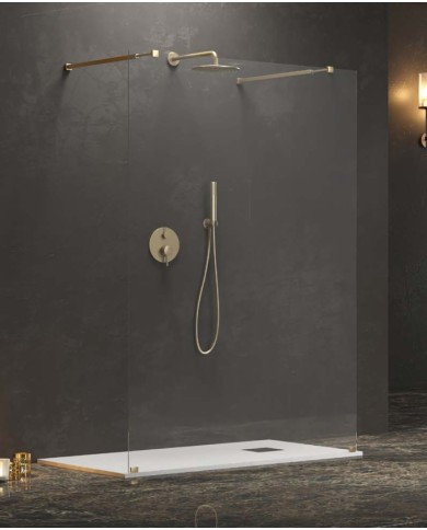 Cabina doccia Walkin - Tipologia Walkin 3 Oro - Vetro Trasparente