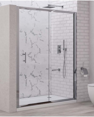 Cabina doccia da muro a muro - Tipologia Flora 500 Cromo - Vetro Trasparente