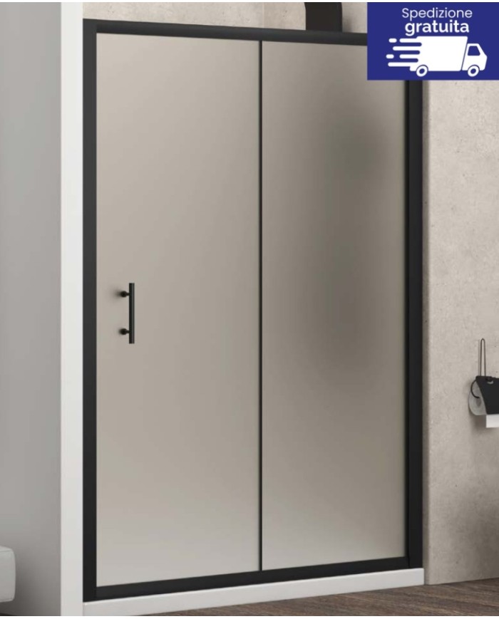Cabina doccia da muro a muro - Tipologia Flora 500 Nero - Vetro Icy