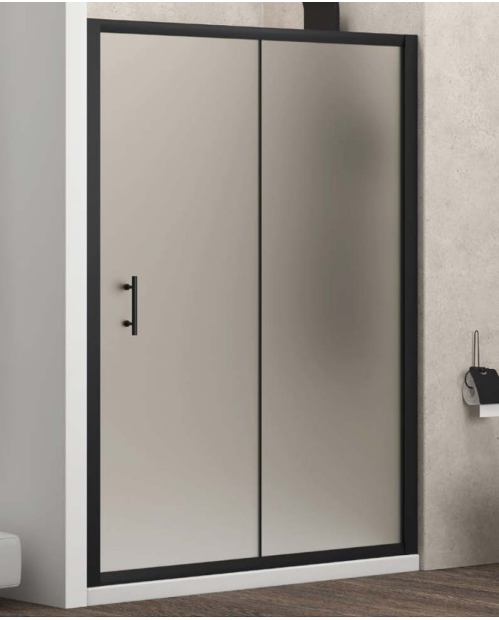 Cabina doccia da muro a muro - Tipologia Flora 500 Nero - Vetro Icy