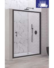 Cabina doccia da muro a muro - Tipologia Flora 500 Nero - Vetro Trasparente