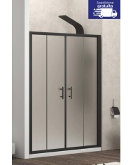 Cabina doccia da muro a muro - Tipologia Flora 600 Nero - Vetro Icy