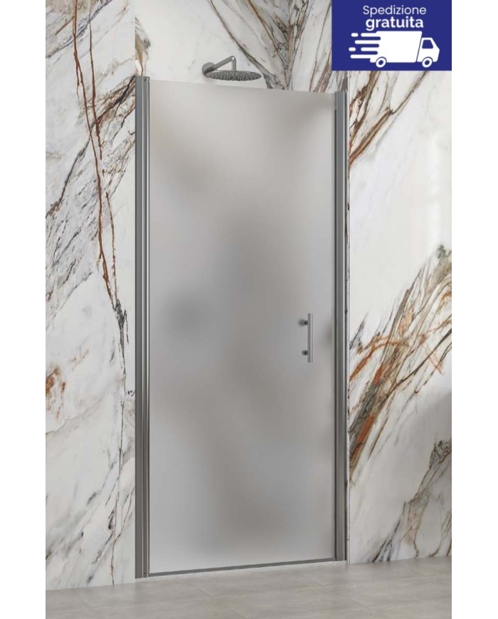 Cabina doccia da muro a muro - Tipologia S 28 Alto Porta Cromo - Vetro Icy