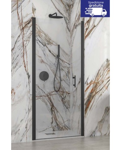 Cabina doccia da muro a muro - Tipologia S 28 Alto Porta Nero - Vetro Trasparente