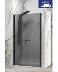 Cabina doccia da muro a muro - Tipologia S 28 Alto Sallon Nero - Vetro Fume