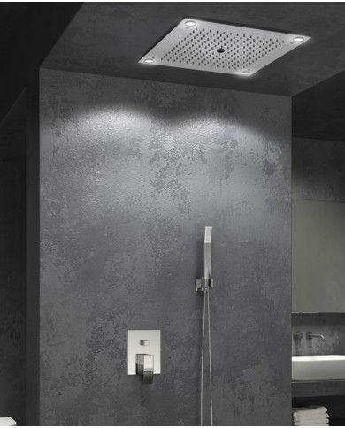 Soffione incasso 3 funzioni 50 x 50 cm con luce LED - Serie Ginko