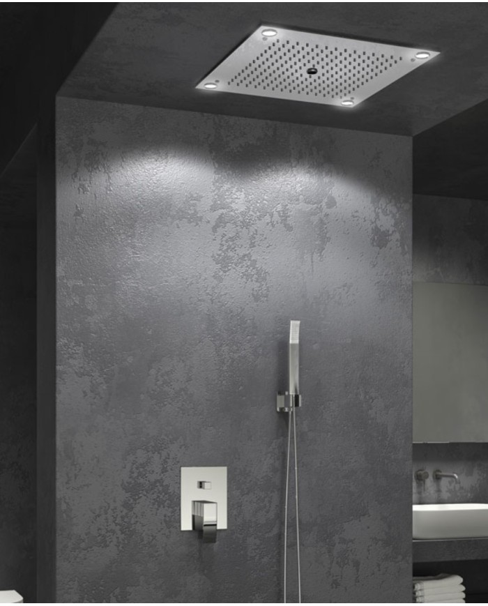 Soffione incasso 3 funzioni 50 x 50 cm con luce LED - Serie Ginko