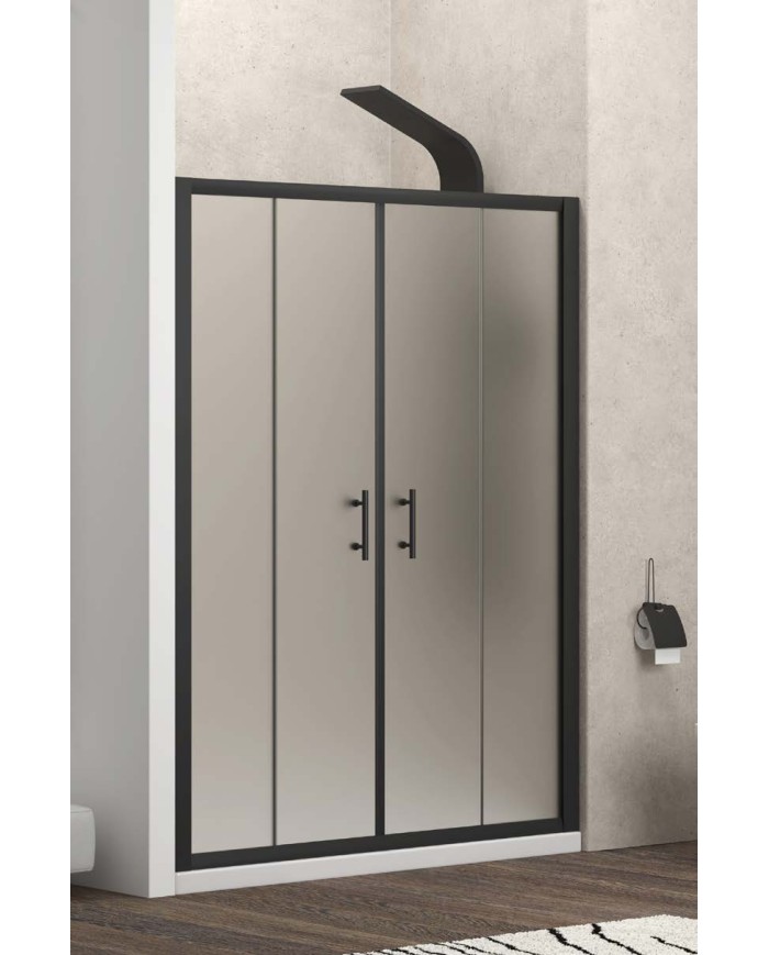 Cabina doccia da muro a muro - Tipologia Flora 600 Nero - Vetro Icy