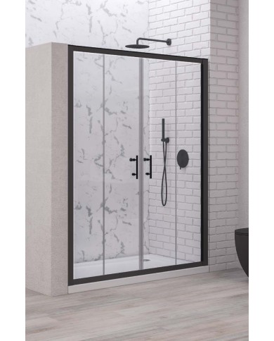 Cabina doccia da muro a muro - Tipologia Flora 600 Nero - Vetro Trasparente
