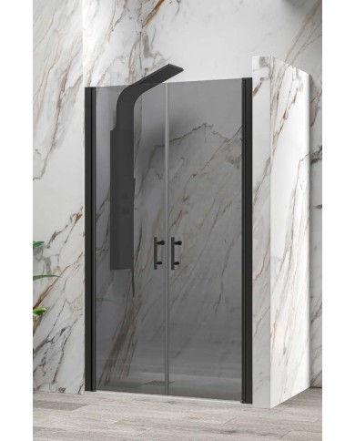Cabina doccia da muro a muro - Tipologia S 28 Alto Sallon Nero - Vetro Fume